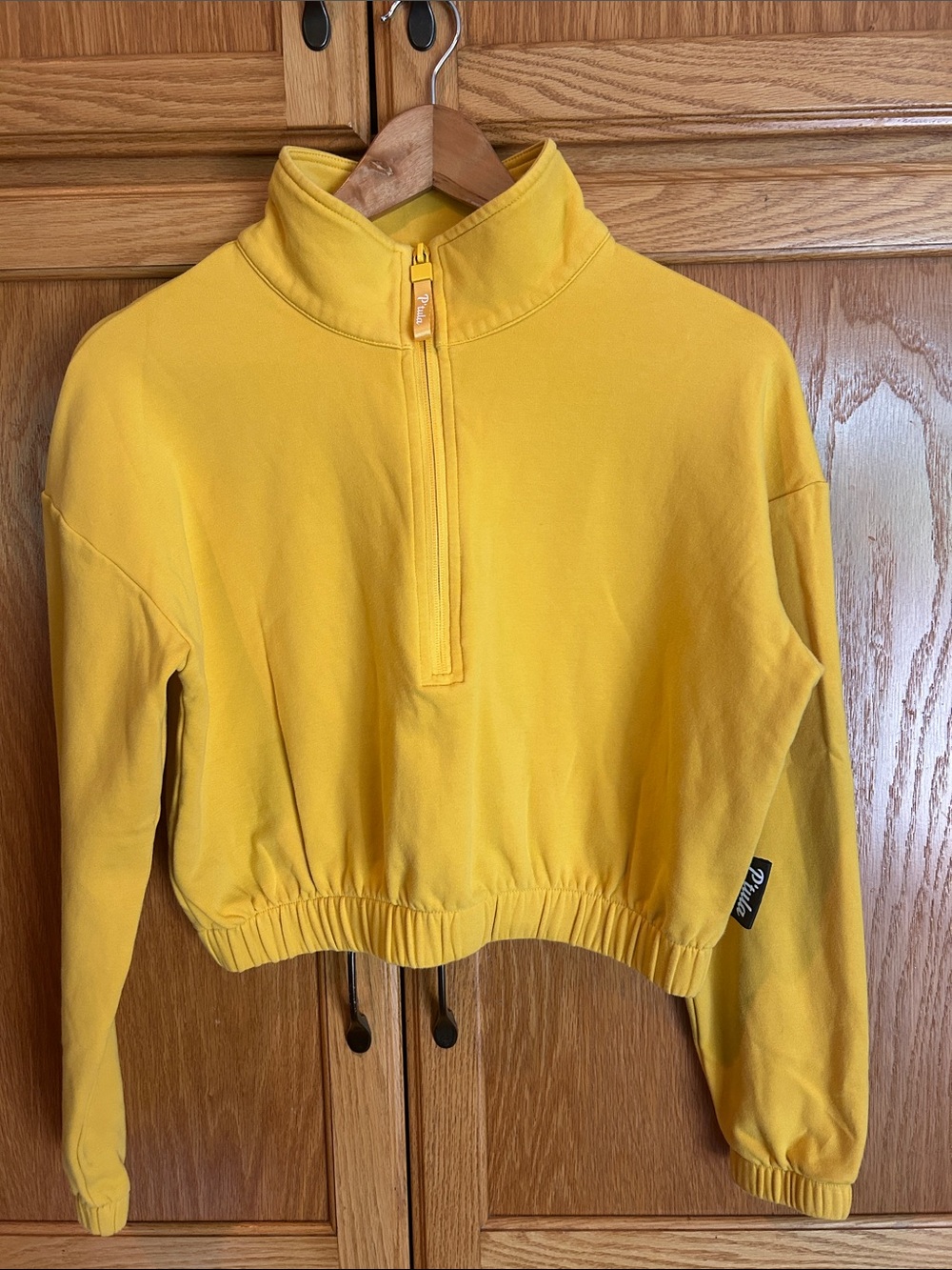 P’TULA Active Cropped Yellow Quarter-Zip Sweatshirt